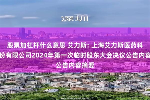 股票加杠杆什么意思 艾力斯: 上海艾力斯医药科技股份有限公司2024年第一次临时股东大会决议公告内容摘要