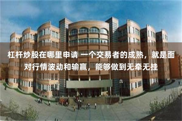 杠杆炒股在哪里申请 一个交易者的成熟，就是面对行情波动和输赢，能够做到无牵无挂