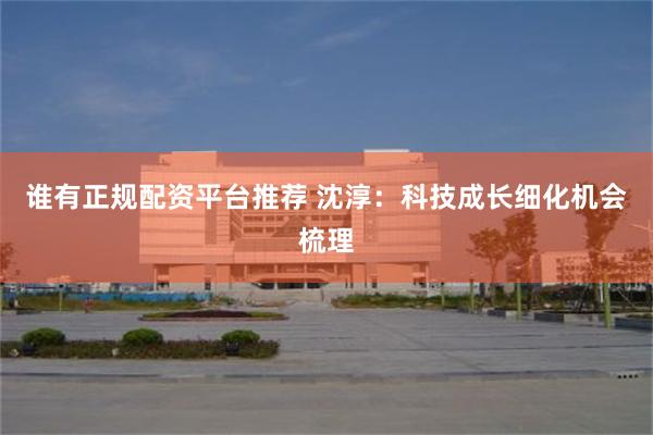 谁有正规配资平台推荐 沈淳：科技成长细化机会梳理
