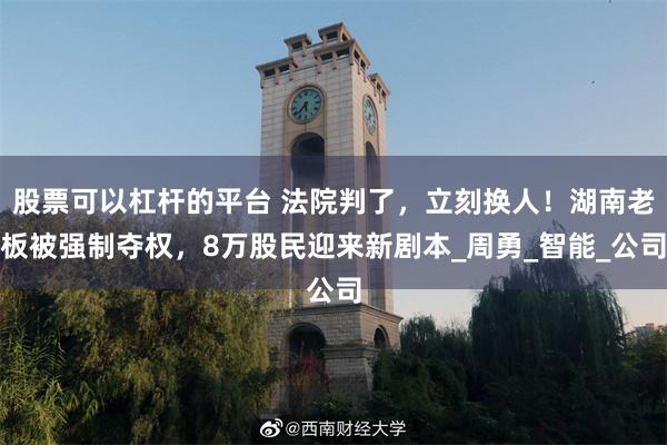 股票可以杠杆的平台 法院判了，立刻换人！湖南老板被强制夺权，8万股民迎来新剧本_周勇_智能_公司