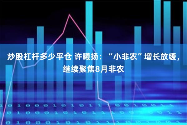 炒股杠杆多少平仓 许曦扬：“小非农”增长放缓，继续聚焦8月非农