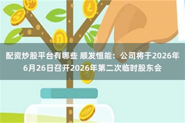 配资炒股平台有哪些 顺发恒能：公司将于2026年6月26日召开2026年第二次临时股东会