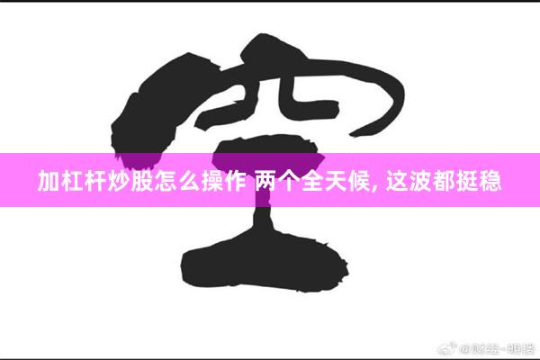 加杠杆炒股怎么操作 两个全天候, 这波都挺稳